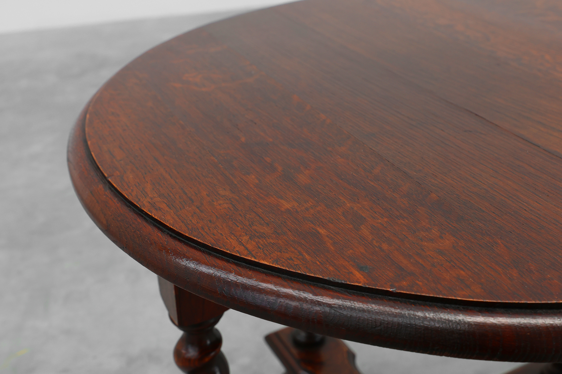 Rustic round barley twist oak side table, France 1950sthumbnail